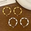 14K Gold-Plated Geometric Round Twisted Hoop Earrings for Women Fashion Simple 925 Silver Needle Hypoallergenic Earring Jewelry