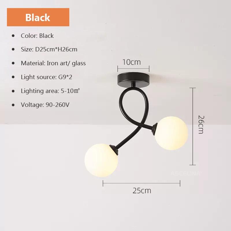 Современный стеклянный потолочный светильник в минималистском стиле с черным золотом и 1/2 головками для внутреннего освещения прихожей, прохода, балкона, прихожей, гардеробной