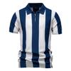Summer New Lapel Woolen Short-Sleeved Polo Shirt Foreign Trade Men'S Striped Polo Men'S Short-Sleeved Top