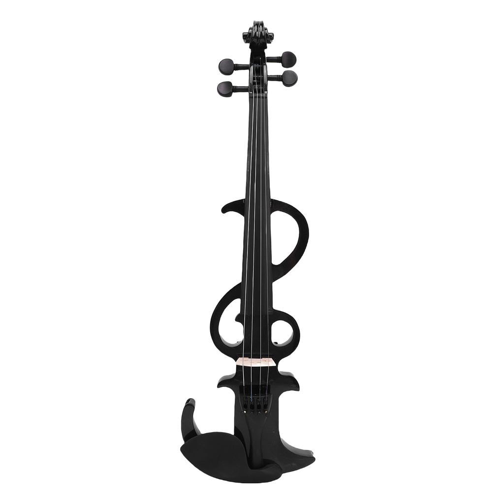 Electric Violin Kit 4 4 Black Solid Wood Beginner Electronic Violin with Bow Earphone Connection Cable Storage Box