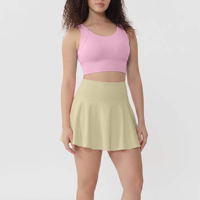 Womens Quick-Dry Anti-Show-through Workout Skirt Set Yoga Short Tank Top Running Fitness Gym Dance
