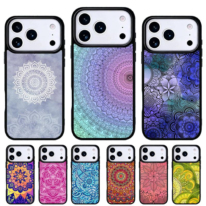Индийский Цветочный Хна Мандала Чехол для Телефона для iPhone 17 16 15 14 13 Pro Max Задняя Крышка для 12 11 Pro Coque