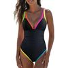 1011 Swimsuit European and American New Contrasting Color Suspender Swimsuit One-piece Swimsuit Women's Bikini