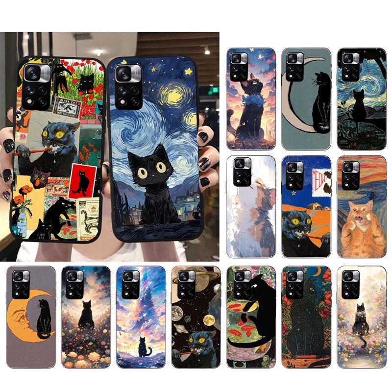 Art Cat Phone Case For Xiaomi Redmi Note 13 12 Pro 11S 11 10 Pro 10S 12S Redmi 10 13C 9C