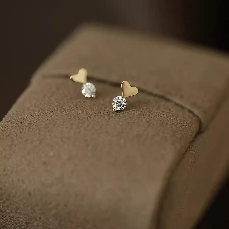 Genuine 925 Sterling Silver Plated 14K Gold Classic Hearts Earrings For Women Romantic Earrings Fine Hypoallergenic Jewelry