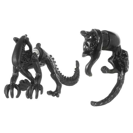 1 пара серег-гвоздиков в готическом темном стиле с имитацией динозавра и кошки, креативные серьги-гвоздики в стиле хип-хоп и рок, модные аксессуары