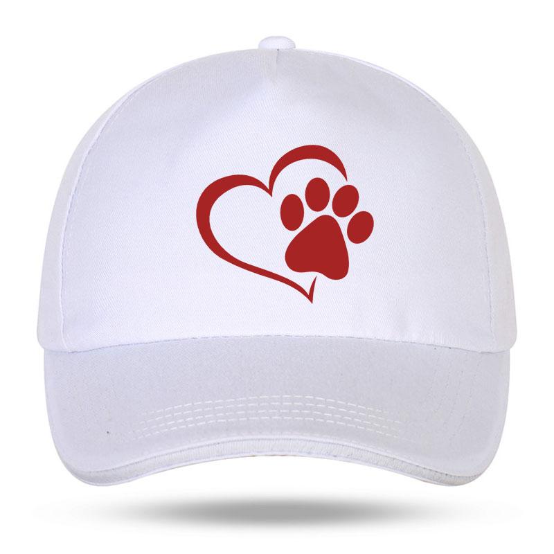 New Unisex Women Fashion Cute Dog Paw with Peach Heart Baseball Caps for Hip Hop Cotton Trucker Cap Bone Dad Hats
