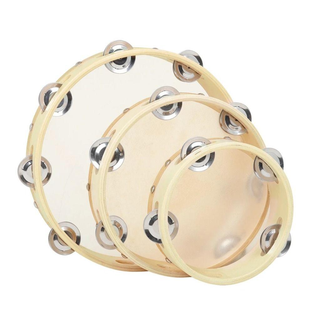 4/6/7/8/10inch Tambourine Wooden Handheld Drum Children Toys Single Row Tambourine Dance Concerts
