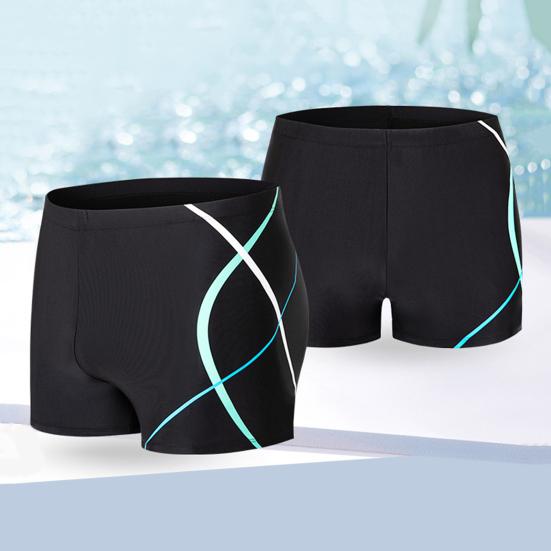 Men Swimming Shorts Elastic Waist Soft Quick Dry Breathable Slim Fit Printed Color Matching Mid Waist Bathing Boxers Surfing Water Sports Swimming