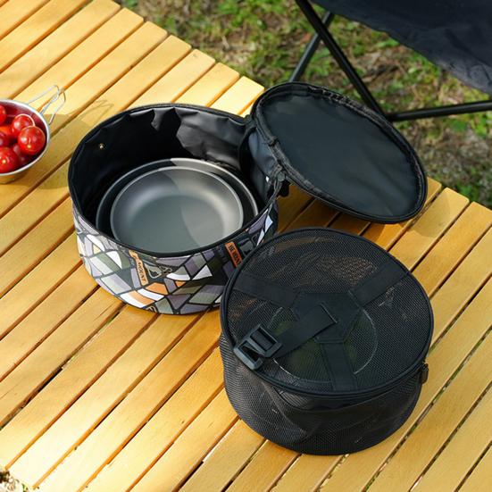 Сумка для хранения столовых приборов на открытом воздухе с сетчатым дренажным вкладышем, большая емкость, водонепроницаемая, переносная походная тарелка
