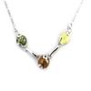 [N2778] - Серебряное колье "Вдохновение" 3 янтаря (родиевое покрытие) - 8x6 мм