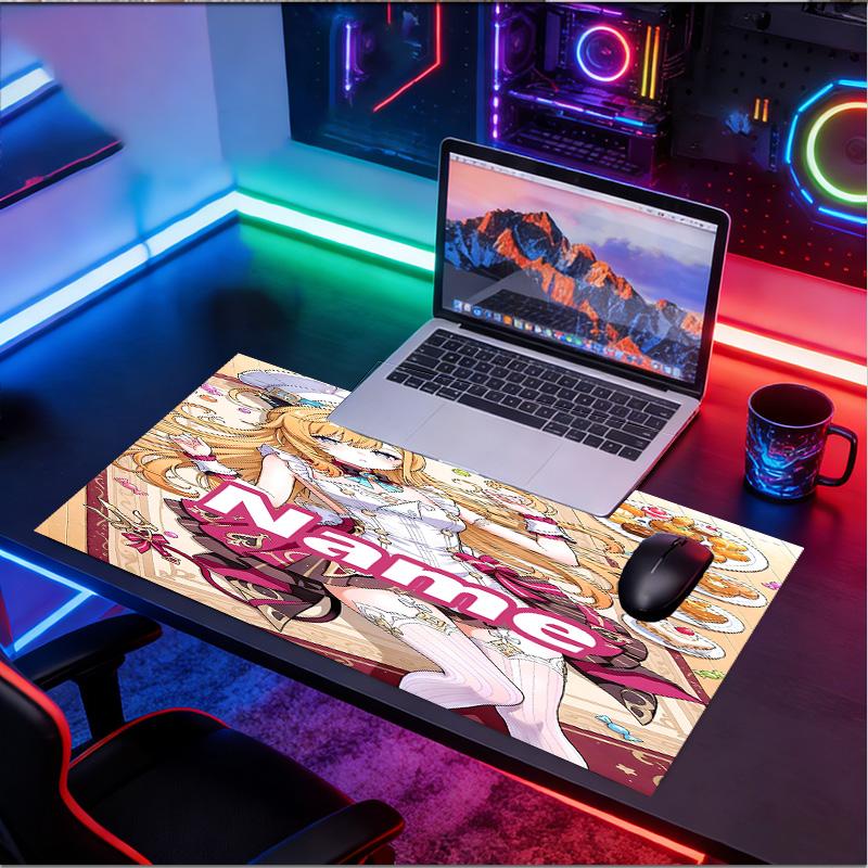 Custom Name Personalized Genshin Impact Pattern Mousepad, Laptop PC Desk Mat, Decorative Desk Mat for Home Keyboard Pad Gift