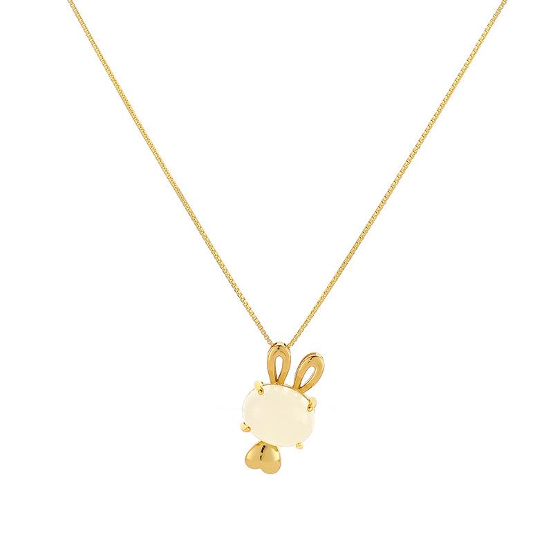 Оригинальный S925 стерлингового серебра натуральный нефрит Хетиан милый кролик подвеска свет роскошный старший ожерелье женская ключичная цепочка