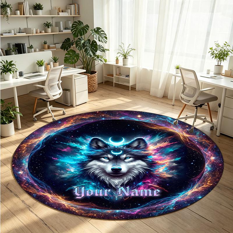 Wild Animals (144) Theme Round Crystal Velvet Rug Custom Name Text Personalized Floor Mat Home Decor Non Slip Crystal Carpet