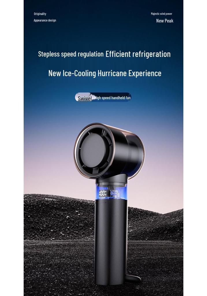 High-Speed Portable USB Handheld Fan with Carabiner and Cold Compress Feature