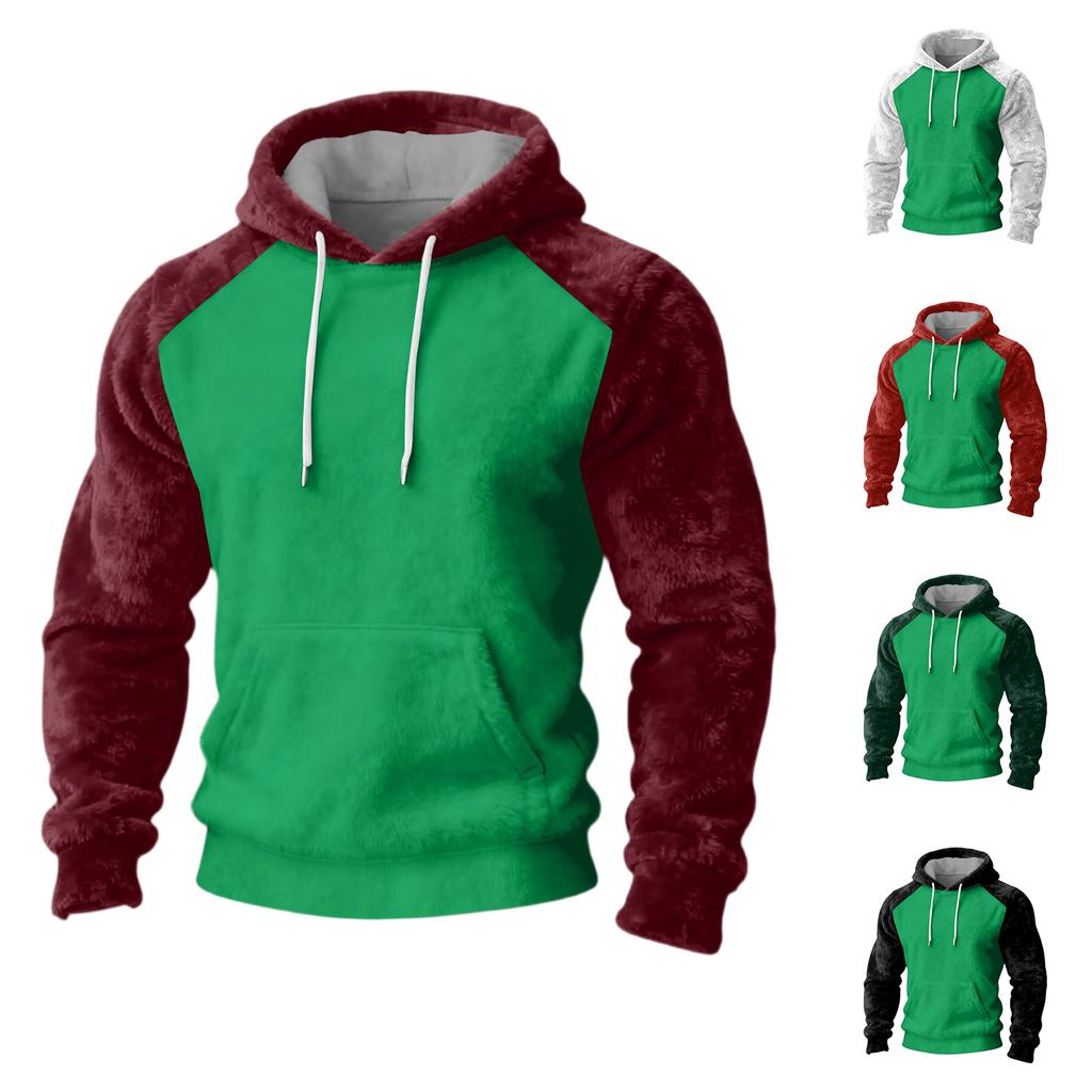 Мужская Мода Досуг Капюшон Капюшон Плюшевый Длинный Рукав Толстовка
