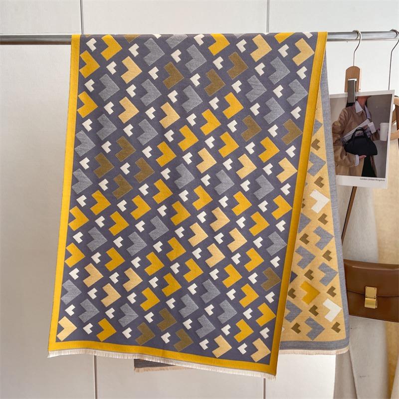 Winter Geometric Imitation Cashmere Scarf Atmosphere Thickened Warm Versatile Windproof Scarf Sweet Student Shawl