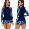 Women's Long-Sleeve Split Spliced Surf Swimwear - Sexy Printed Design