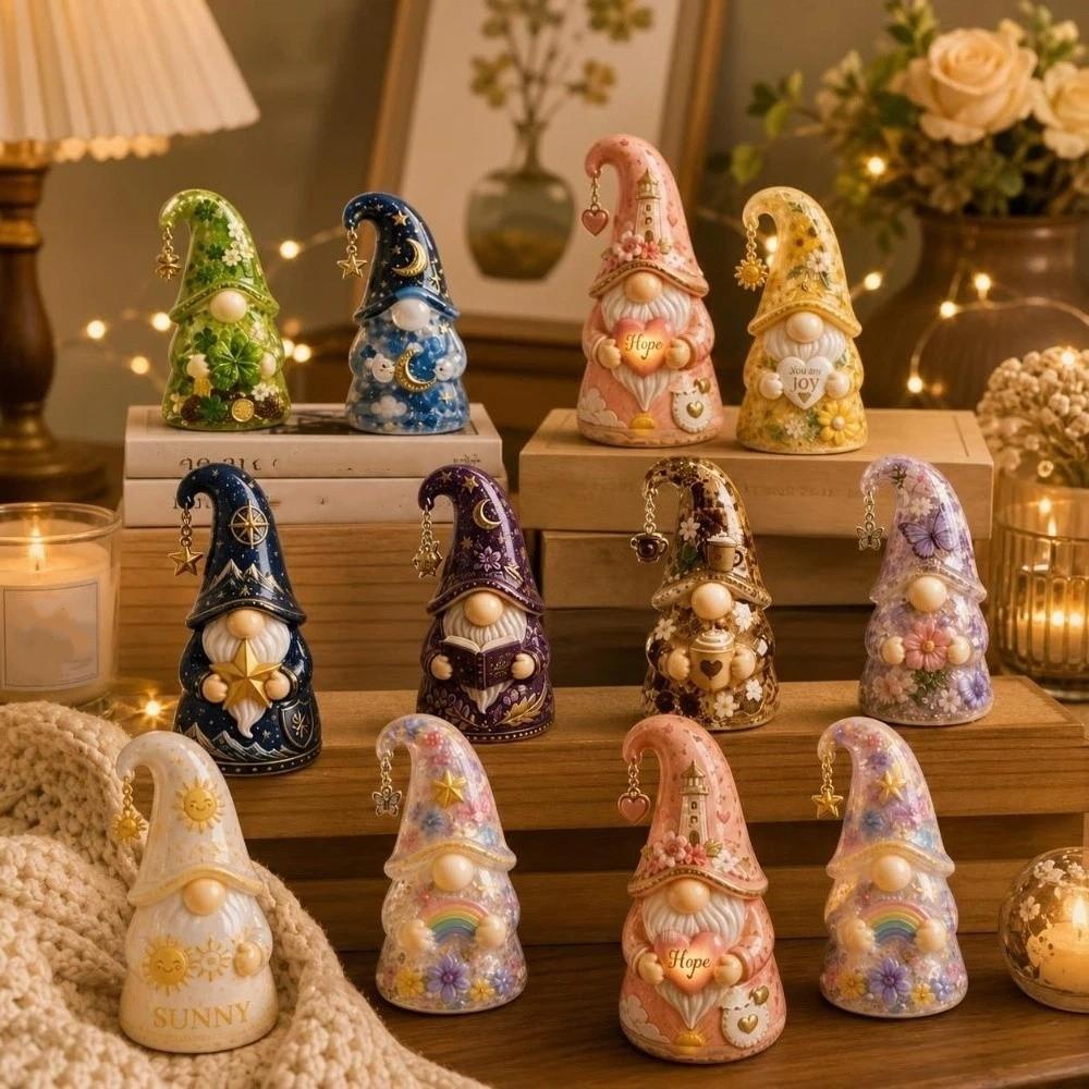 Colorful Gnome Ornaments with Card 2D Flat Acrylic Christmas Decoration Halloween