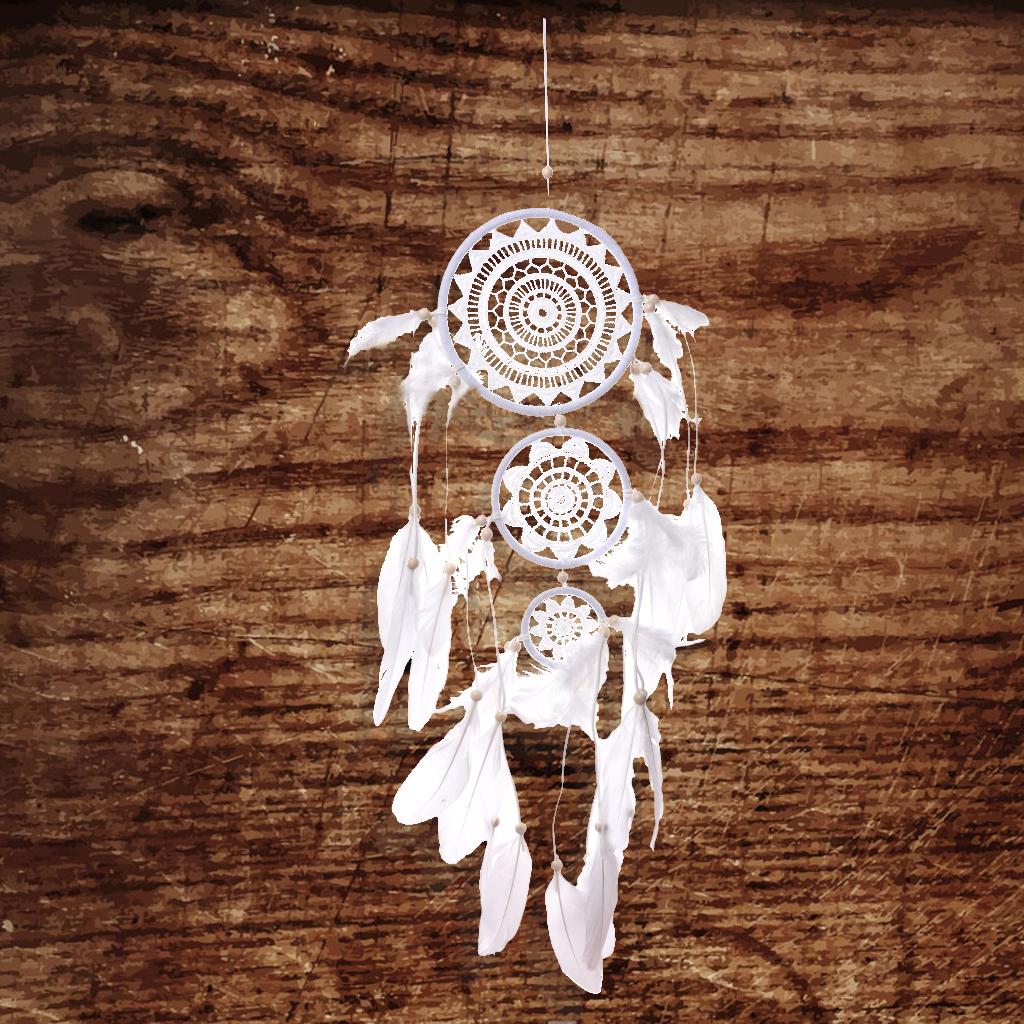 3 Circles With Feathers Wall Hanging Decoration Ornament