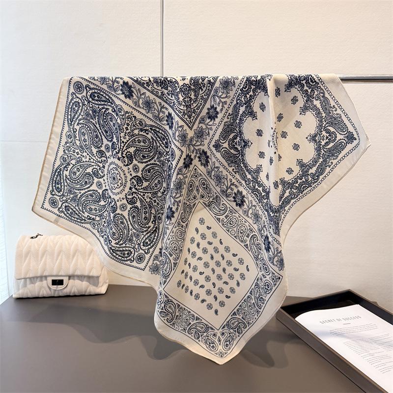 Cashew Print Hairbands Scarf Women Elagant Cotton Linen Feeling Bandana Neck Kerchief Head Bands Foulard Female Scarfs