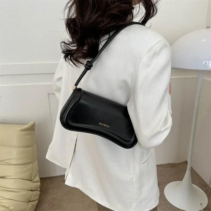 Ladies Shoulder Crossbody Bags Leather Women Underarm Bags Solid Color Small Top Handle Bags Purse Female Daily Handbags