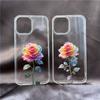 Модный чехол для телефона с узором из хрустальных роз для iPhone 13 16 Pro MAX 15 14 11 12 XS SE20 XR 7 8Plus, прозрачный жесткий чехол с цветочным рисунком