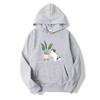 Teens Cute Cat and Plant Print Hoodies Casual Couple Hip Hop Streetwear Spring Long Sleeve Hoody Sweatshirts