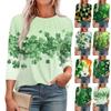 Женская модная футболка с круглым вырезом и рукавом 3/4 с принтом, повседневная, базовая, плиссированная, пуловер
