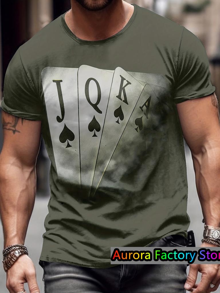 Мужская футболка с графическим принтом Poker Elements, повседневные удобные футболки, пуловеры с короткими рукавами, топы, мужская летняя одежда