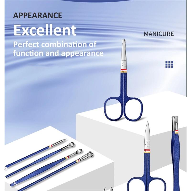 9-19pcs/set Nail Clippers Set Stainless Steel Nail Clippers Set Folding Bag Manicure Set Scissors Makeup Beauty Tools