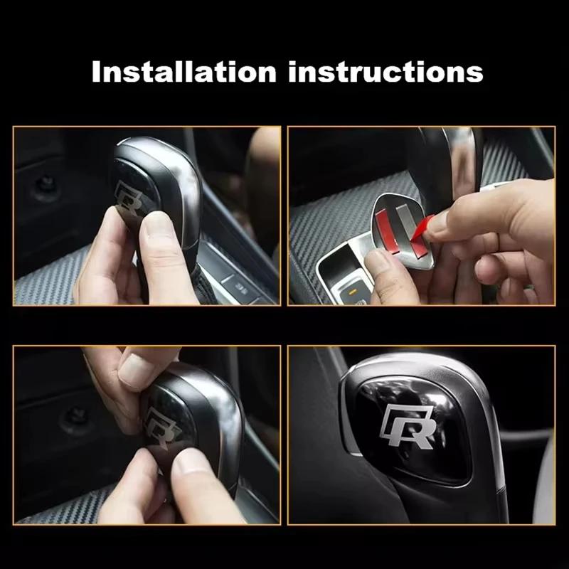For VW VOLKSWAGEN 2026 New 1pair Alloy Car Gear Shift Knob Decals Sticker for VW Magotan CC Golf 7 T-ROC C-TREK Touran Beetle Pa