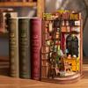 Robotime Book Nook Kits Silent Corner Study DIY Book Nook Miniature House Kit Puzzle Bookend Bookshelf Decor Gift TGE02
