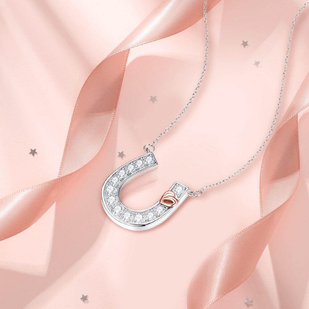 Новое женское ожерелье в форме подковы из белого золота с украшением в виде сердца и узлом из стерлингового серебра 925 пробы