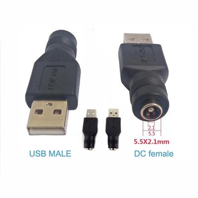 USB-папа на 5,5 мм x 2,1 мм, гнездовой преобразователь постоянного тока, разъем адаптера адаптера зарядного устройства, компьютерные аксессуары