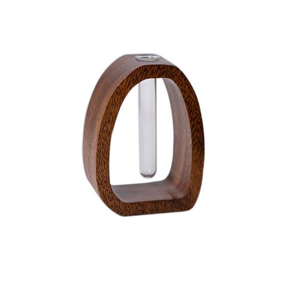 Hydroponic Plants Test Tube Vase with Wooden Stand Clear Flower Vase Table