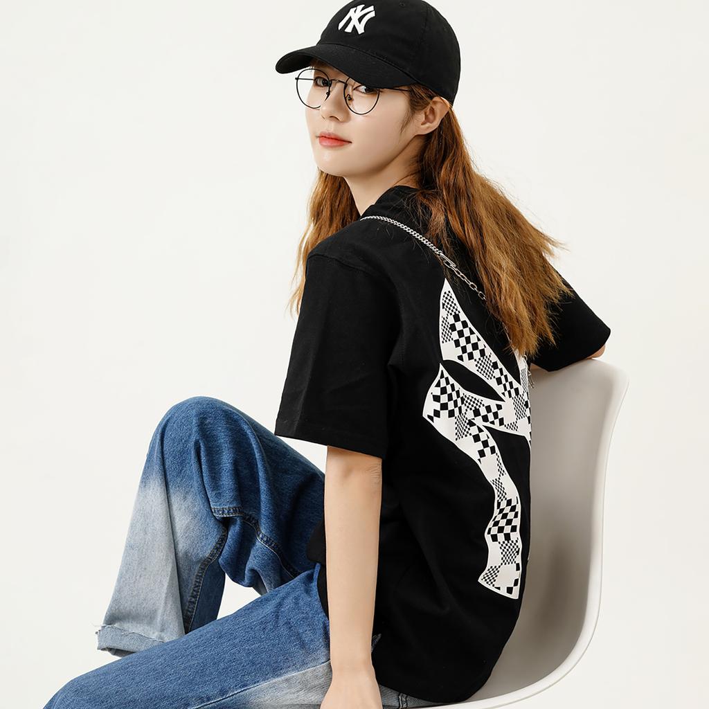 New MLB Set in Sleeve T Shirt Unisex Black 3ATSM8023-50BKS