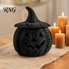 Festive Pumpkin Decoration Halloween Spooky Storage Box, Resin Jack-O-Lantern Tealight Decor Holder, Hollow Tabletop for Party Ornament