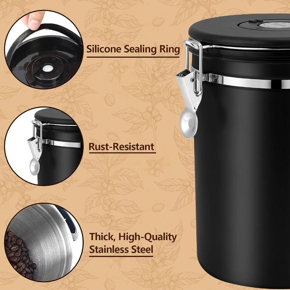 Date Tracker Beans Storage Container Stainless Steel Coffee Storage Jar Flour