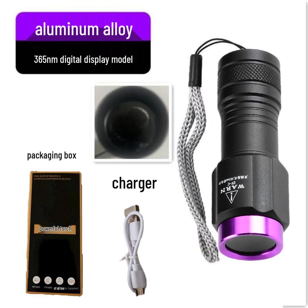 УФ-фонарик с черным светом: Портативный 365 нм Детектор банкнот, Защита от подделок, Идентификатор нефрита, Лампа Вуда, USB-перезаряжаемый