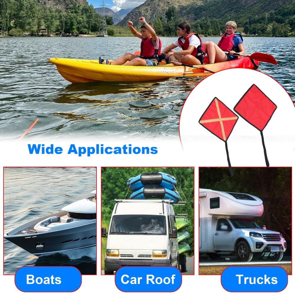 2PCS Red Safety Warning Flags 12.6*12.6in High Visibility Flags Kayak Safety Flags Outdoor Use