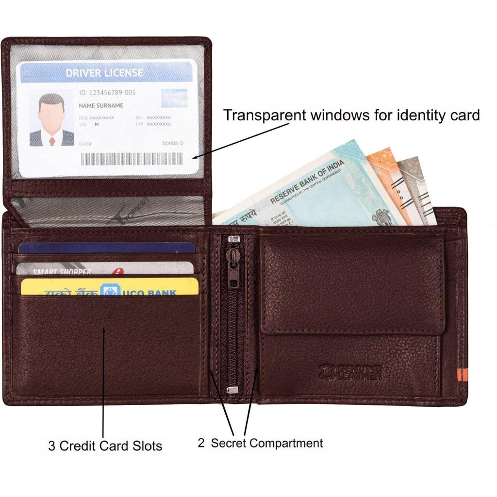 Мужской повседневный кошелек из натуральной кожи с RFID-меткой (6 слотов для карт)