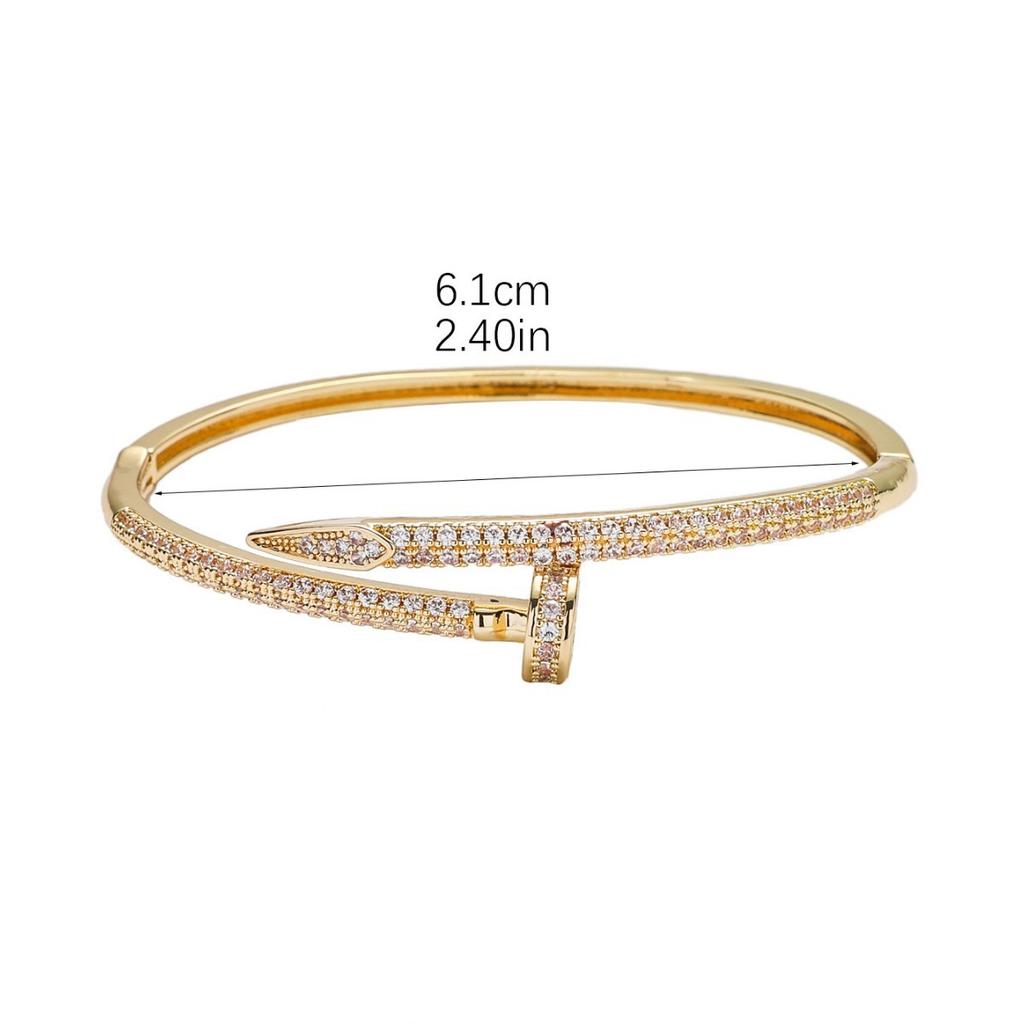 2026 Personalized Alloy Zircon Nail Bracelet European and American Light Luxury Niche Ins Style Design Opening