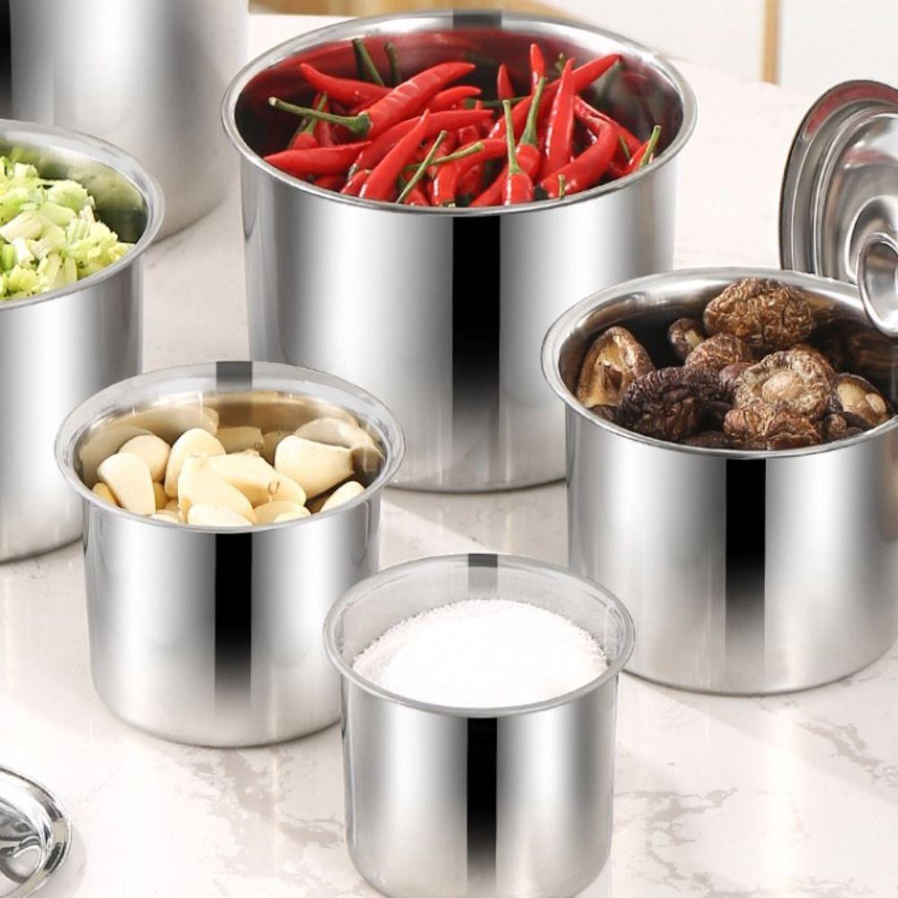 With Lid Seasoning Pot Portable Seasoning Tank Large Capacity Stainless Steel Flavor Cup