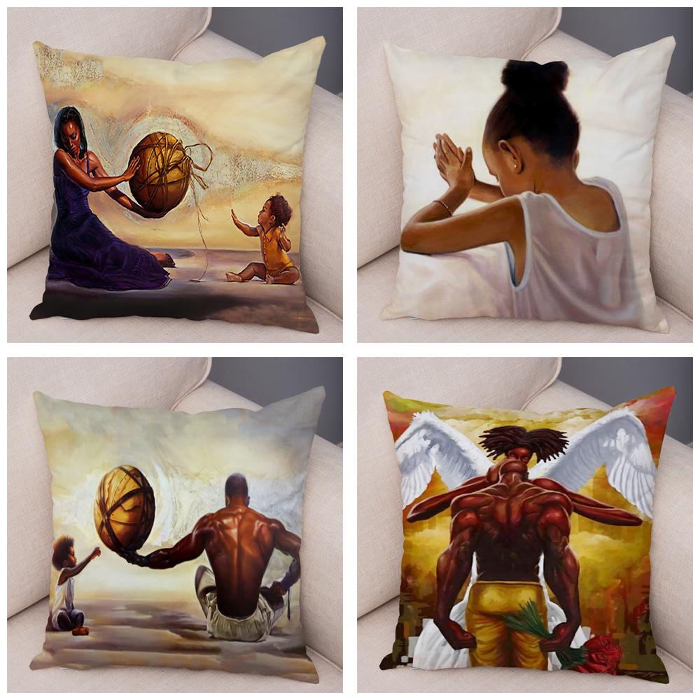 Чехол для подушки с изображением красивой леди, черная наволочка в африканском стиле для девочек, украшение для дивана, автомобиля, дома, наволочка