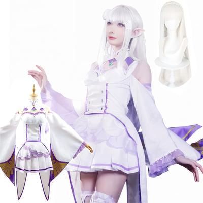 Косплей Делюкс Издание Эмилия Косплей Костюм Эмилия Сценический Культурный Начало Жизни в Другом Мире Повседневный Размер [Ноу-сацу] ReZero Платье, Косплей,