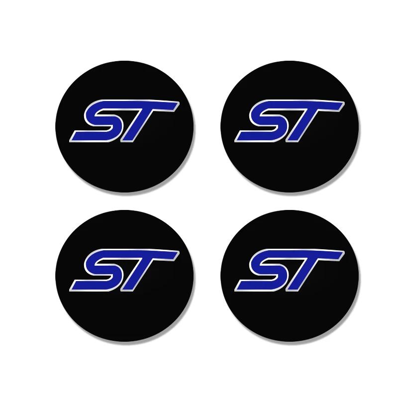 4pcs 56+60mm ST Logo Car Wheel Center Hub Caps Emblem Badge Covers Sticker For FORD Focus Kuga Explorer Mondeo dd8 Everest S-MAX