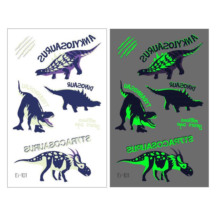 Glow-in-the-Dark Dinosaur Temporary Tattoo Stickers for Kids