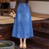Woman Spring Vintage Style Splicing Devise Washing Casual Skirts Solid Color Cotton Chinese Style Skirts