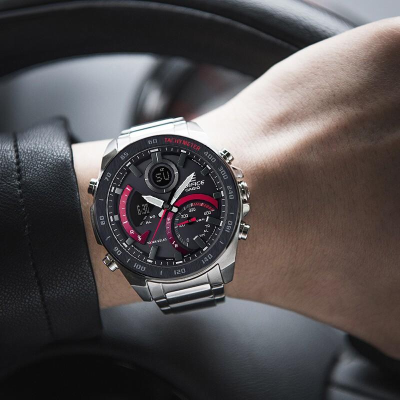 Casio Серия EDIFICE Контрастный цвет Деловые и повседневные Bluetooth-подключение Солнечный кварцевый механизм Стальной ремешок Японские и ECB-900DB-1A